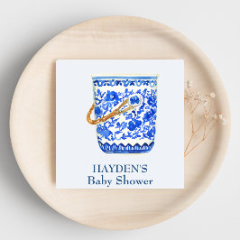 Navy Chinoiserie Ice Bucket Personlig Napkin Pappersservett