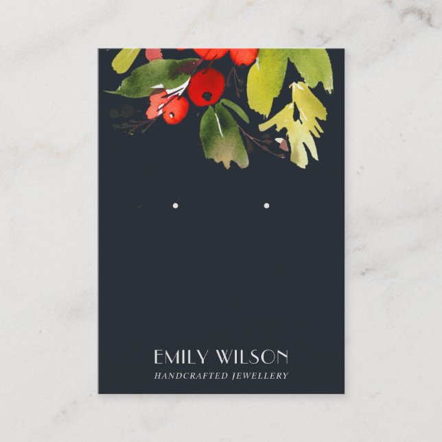 NAVY CHRISTMAS HELT BERRY STUDES ÖKAD VISNING VISITKORT (Framsida)
