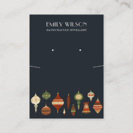 NAVY CHRISTMAS ORNAMENT NECKLACE EARRING VISNING VISITKORT