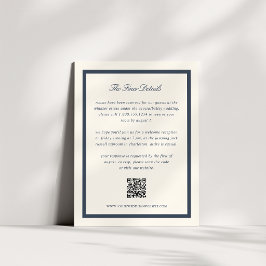 Navy Classic Script Brölljsdetaljer QR-kod Tilläggskort