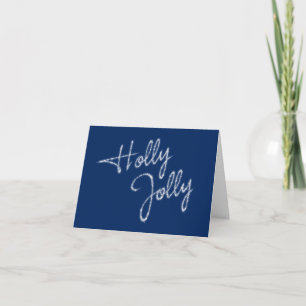 Navy Corporate Helgdag Card - Holly Jolly Helgkort