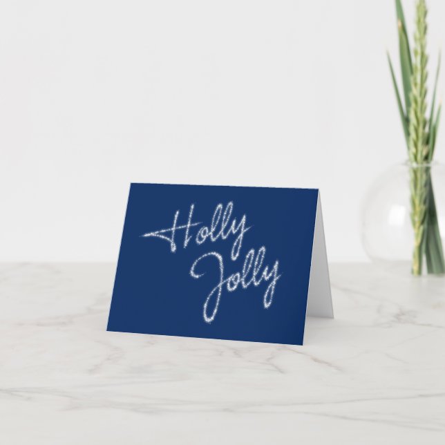 Navy Corporate Helgdag Card - Holly Jolly Helgkort (Framsida)