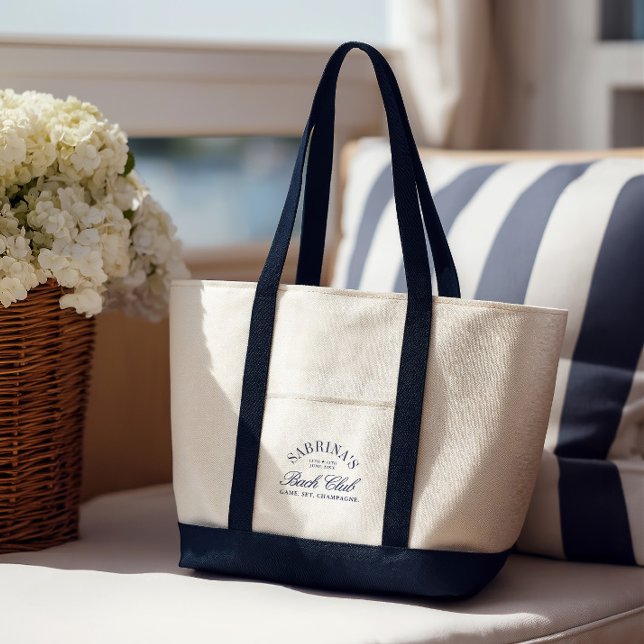 Navy & Cream Bach Club Sjungande Möhippa Helg Tygkasse (Navy & Cream Bach Club Bachelorette Weekend Tote Bag)