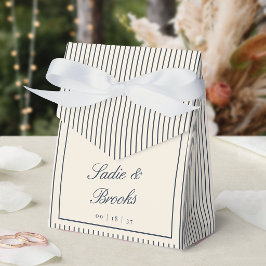 Navy & Cream Klassisk Randig Bröllop Presentaskar