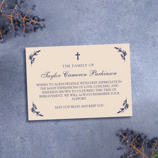 Navy & Cream Kor Greenery Bereavement Tack (Skapare uppladdad)