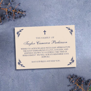 Navy & Cream Kor Greenery Bereavement Tack Kort