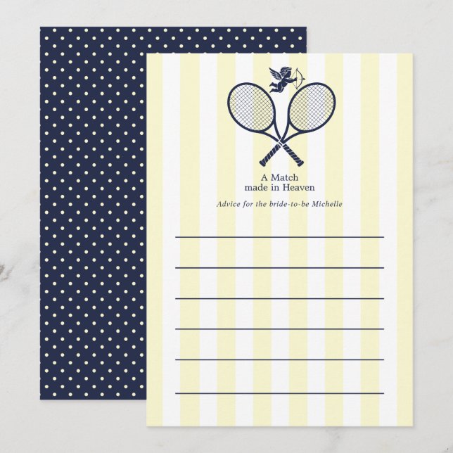 Navy & Cream Preppy Tennis Bröllopsdusch Rådkort (Fram/baksida)