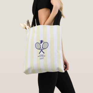 Navy & Cream Preppy Tennis Bröllopsdusch Tygkasse