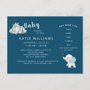 Navy Cute Funny Boy Mamma Life Baby Shower by Mail Meddelande Vykort