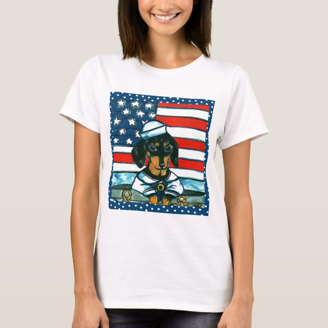 Navy Dachshund T-shirt (Framsida)