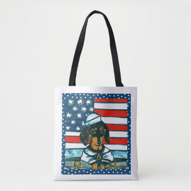 Navy Dachshund  Tygkasse (Framsida)