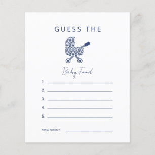 Navy Damask Baby Shower Gissa barnmaten Inbjudan