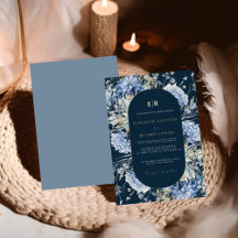Navy dammig blå blommig vårblommande bröllop