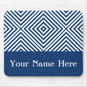 Navy Diamond Chevron med anpassat namn Musmatta