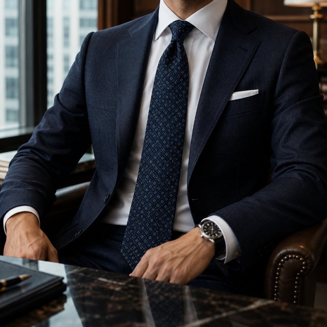 Navy Diamond Jacquard | Lyxig affärs- och bröllopp Slips (Skapare uppladdad)