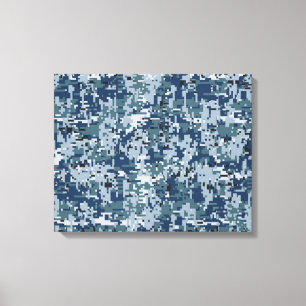 Navy Digital Camo Camouflage Decor Canvastryck