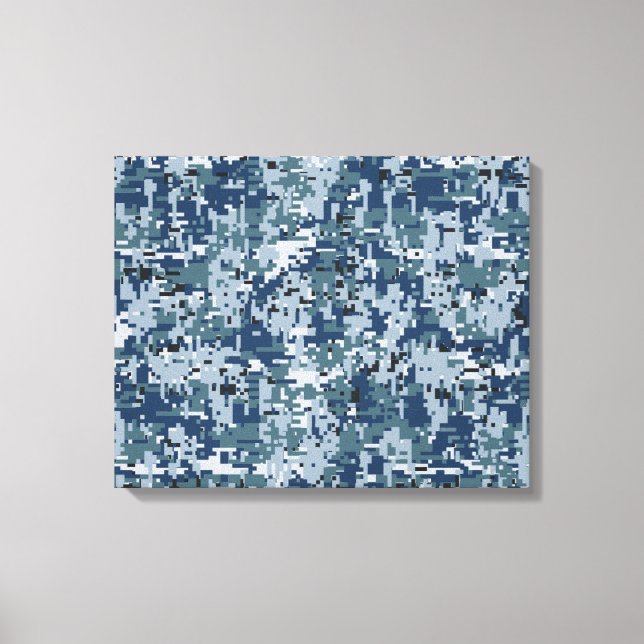 Navy Digital Camo Camouflage Decor Canvastryck (Framsida)