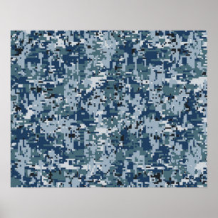 Navy Digital Camo Camouflage Decor Poster