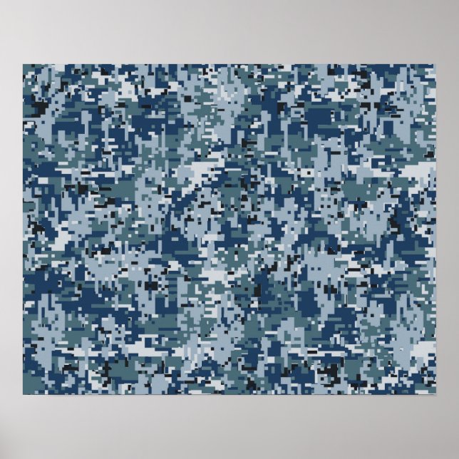 Navy Digital Camo Camouflage Decor Poster (Framsidan)