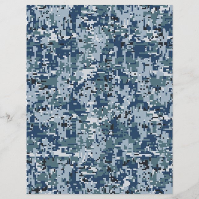 Navy Digital Camo Camouflage Decor Reklamblad (Framsidan)