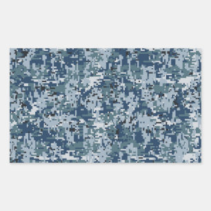 Navy Digital Camo Camouflage Decor Rektangulärt Klistermärke