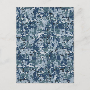 Navy Digital Camo Camouflage Decor Vykort