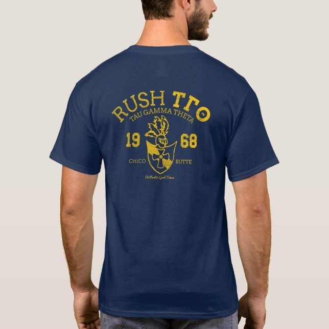 Navy Distress Rush Shirt w/ Front & Back T Shirt (Baksida)