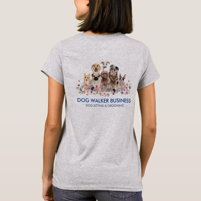 Navy Dog Service dubbelsidig groomer hundvakt T Shirt (Baksida)