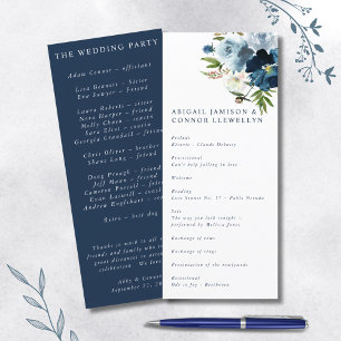 Navy & Dusty Blue Elegant Blommig Akvarell Program