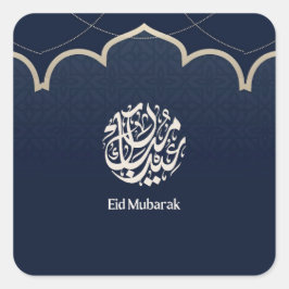 Navy Eid Mubarak Arabic Calligraphy Art Fyrkantigt Klistermärke