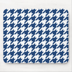 Navy Elegant Hundtandsmönster Musmatta