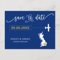 Navy England Scotland Bröllop spara datum UK Karta