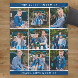 Navy Familj Foto Collage Fred Kärlek Fleecefilt