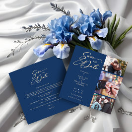 Navy Fancy Collage 3 Photos Couple Wedding Spara Datumet