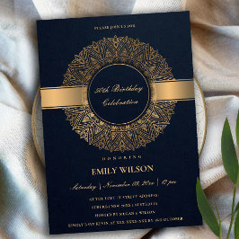 NAVY FAUX GULD MANDALA VARJE ÅR 50:E FÖDELSEDAG INBJUDNINGAR