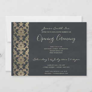 NAVY FAUX SILVER DAMASK GRAND OPENING CEREMONY INBJUDNINGAR