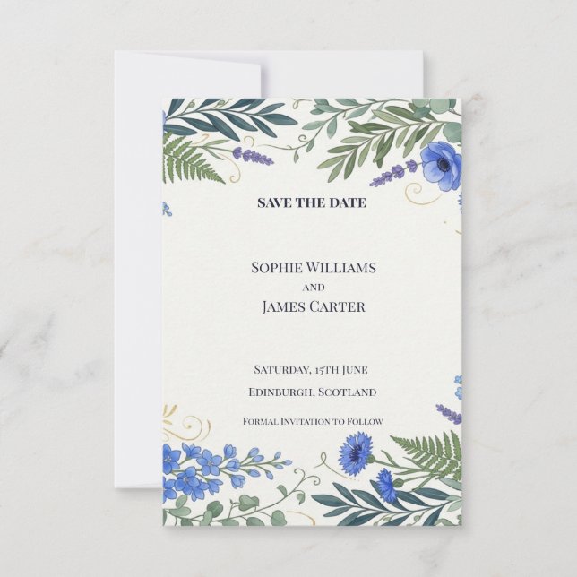 Navy Fern Spara Datum Kort (Framsida)
