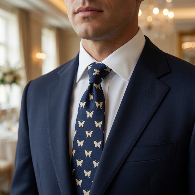 Navy Fjäril Elegant  Slips (Skapare uppladdad)