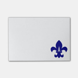 Navy Fleur de Lis Monogram Post-it Block