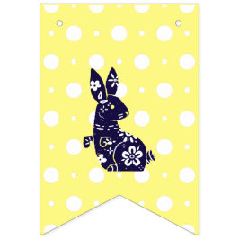 Navy Floral Folk Art Kanin Påskgirlang Vimplar
