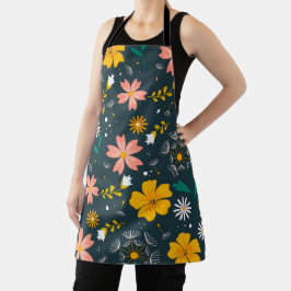 Navy Floral Garden Whimsical Spring Pattern