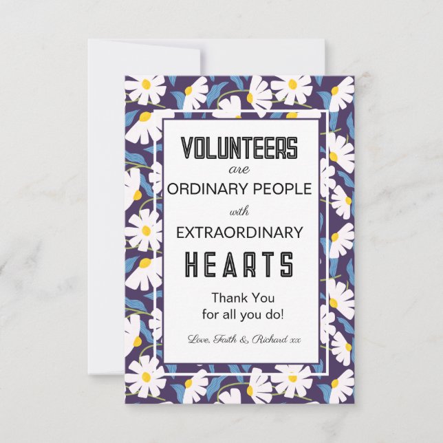 Navy Floral volontär vecka tack korth | -> Navy Fl Kort (Framsida)