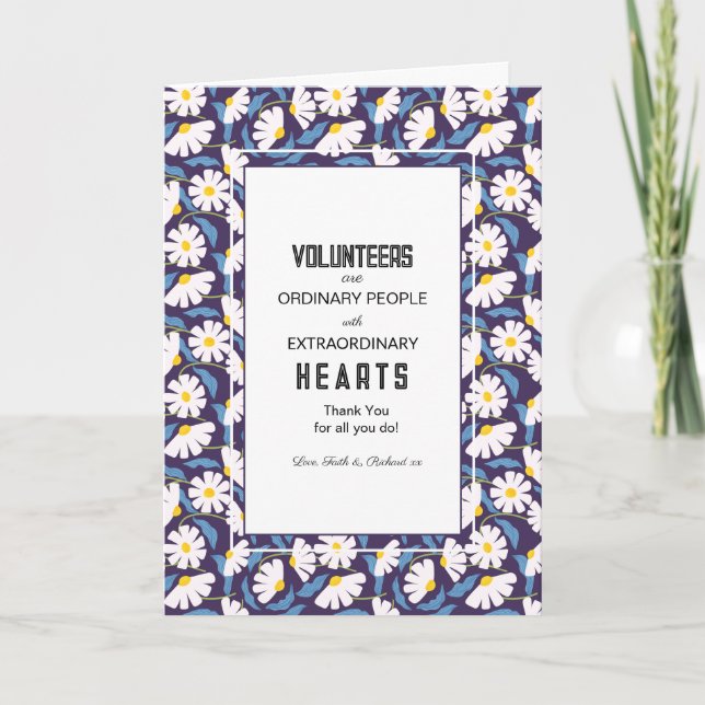 Navy Floral volontäruppskattningsveckans kort | (Framsida)