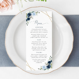 Navy Flowers, Blue Flowers, Bridal Shower Menu Meny