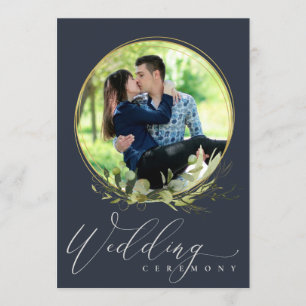 NAVY FOLIAGE WATERCOLOR PHOTO OVERLAY BRÖLLOP INBJUDNINGAR