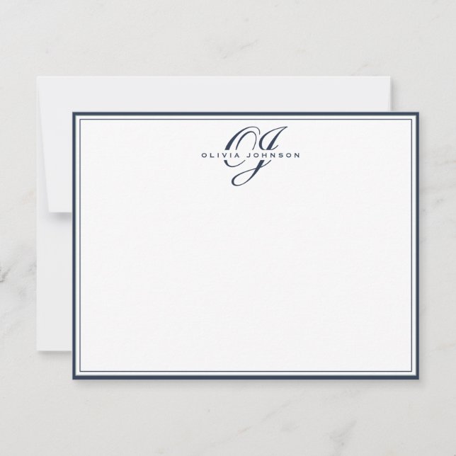 Navy Frame Note Card Inbjudningar (Framsida)