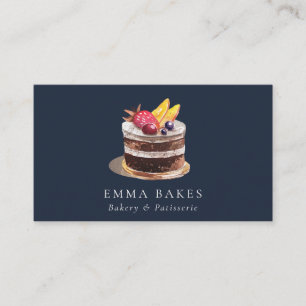 NAVY FRUIT BLOMMIGT CAKE PATISSERIE CUPCAKE BAKERY VISITKORT