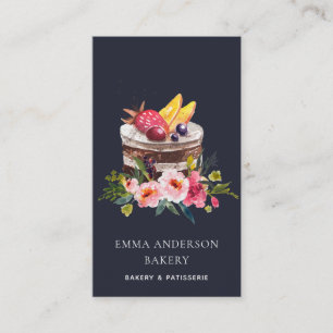 NAVY FRUIT BLOMMIGT CAKE PATISSERIE CUPCAKE BAKERY VISITKORT
