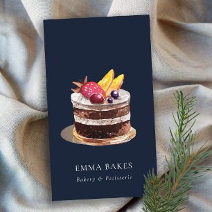 NAVY FRUIT BLOMMIGT CAKE PATISSERIE CUPCAKE BAKERY VISITKORT