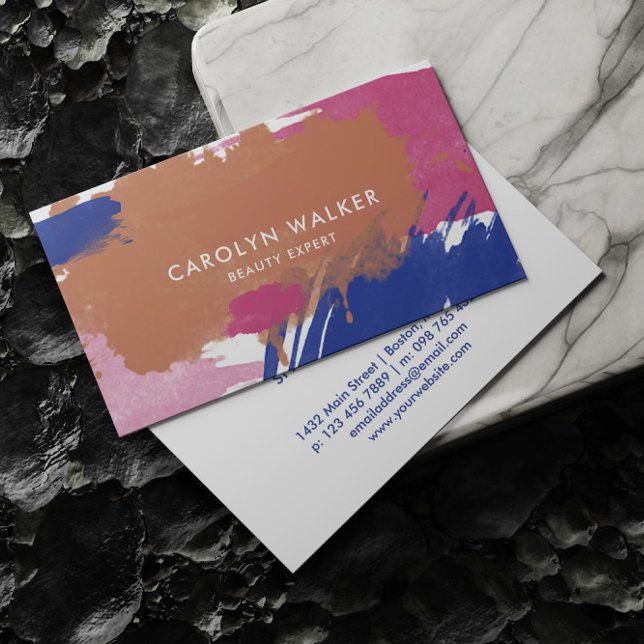 Navy & Fuchsia - Abstract Watercolor Visitkort (Skapare uppladdad)
